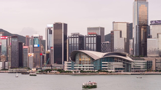 时光流逝:海港沿岸香港中环天际线景观视频素材