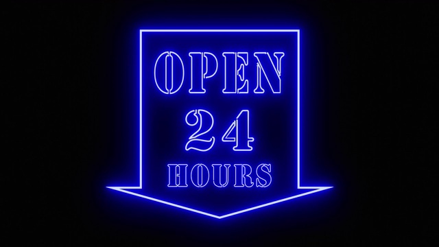 24小时开放标志显示业务可用和支持欢迎- 4k视频下载