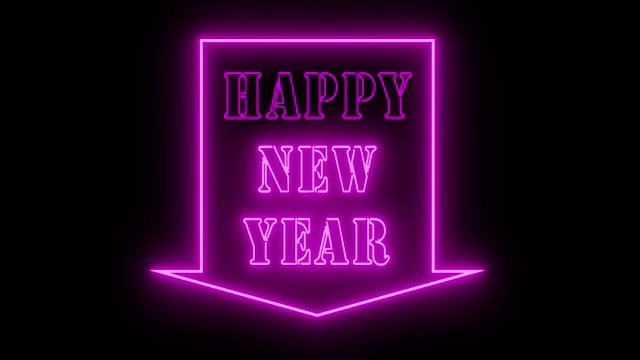 新年快乐的霓虹灯标志庆祝节日派对场合- 4k视频下载