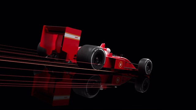 一般的红色赛车在黑色背景的慢动作超速视频下载