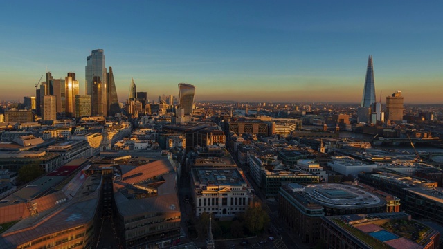 伦敦金融区天际线，从早到晚，4k延时视频下载