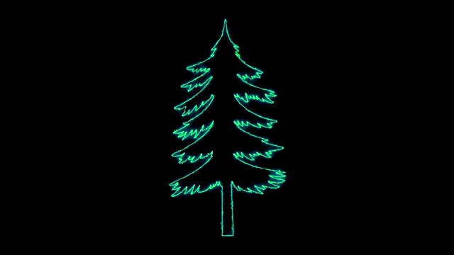 动画的圣诞松树从发光的霓虹灯线。视频下载
