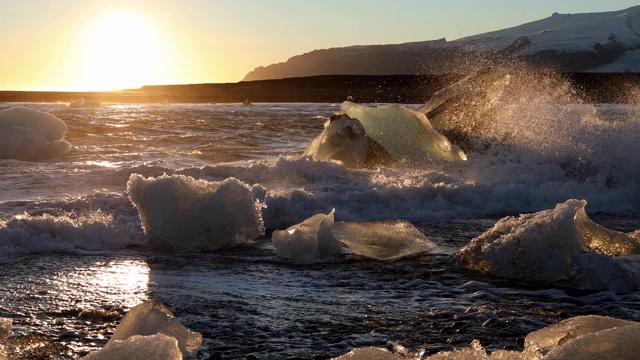 冰岛黑沙滩冰山视频下载