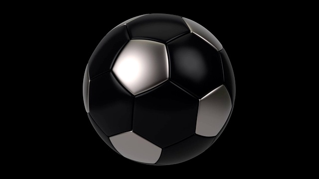 现实的黑色和铁足球孤立的黑色背景。3 d动画循环。视频素材