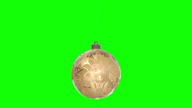 旋转圣诞球，代表圣诞快乐。无缝循环，隔离绿盒alpha背景4K股票视频视频下载