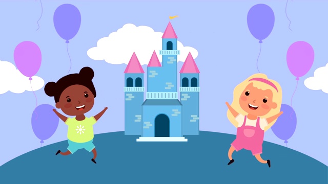 有城堡场景的混血小女孩视频素材