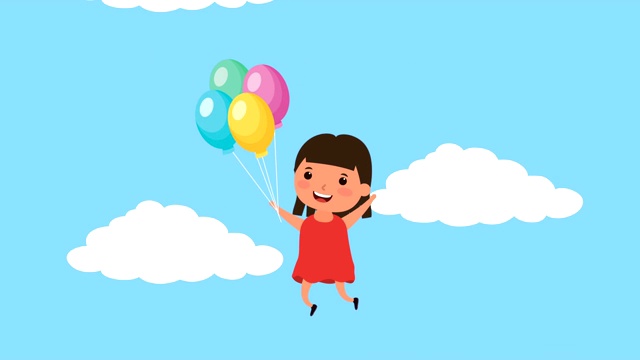 气球和氦气的小女孩视频素材