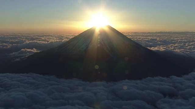 航空，钻石富士与一年的第一次日出，日本视频下载