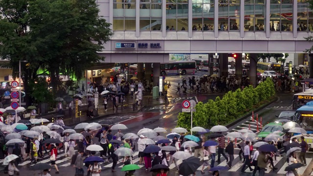 人群穿过涩谷十字路口视频素材