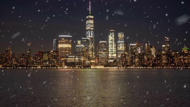 纽约市纽约市下雪背景为新年贺词4K股票视频视频下载