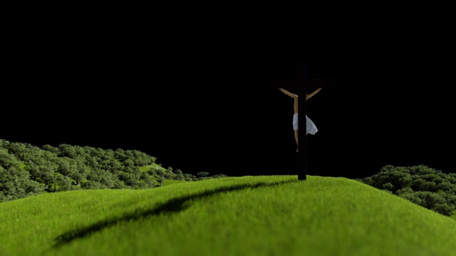 耶稣与十字架的剪影，阿尔法频道视频素材