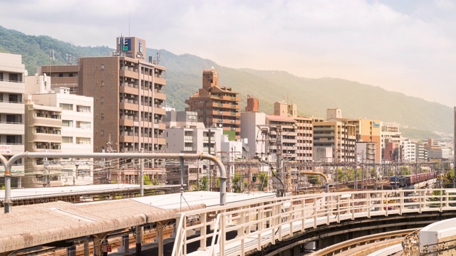 延时:神户的城市景观与火车交通。视频素材