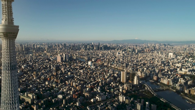 空中的东京城市景观在黎明，日本视频素材