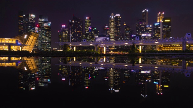 新加坡金融商务区夜间4K分辨率延时视频素材