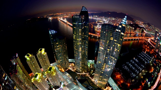 韩国釜山海云大谷海洋城夜景视频素材