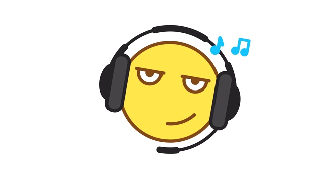 Emoticon耳机听音乐选项1。动画表情符号。阿尔法通道视频素材