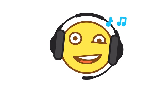 Emoticon耳机听音乐选项2。动画表情符号。阿尔法通道视频素材