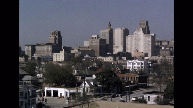 平移镜头的休斯顿天际线，德克萨斯州，美国视频素材