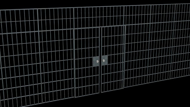 监狱的铁栏和门。开放监狱酒吧的动画。视频下载