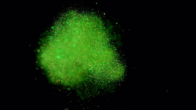 SLO MO LD爆炸的绿色闪光在黑色的背景视频素材