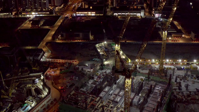 香港建筑工地航拍夜景视频素材