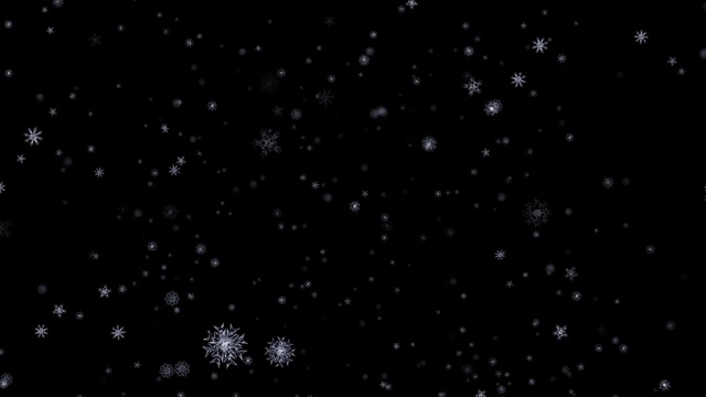 飘落的白色图案的雪花在黑色背景HD 1920x1080视频素材