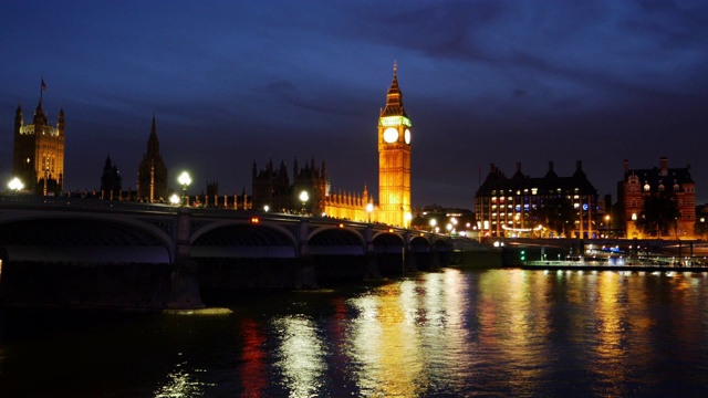 伦敦泰晤士河和大本钟之夜视频素材