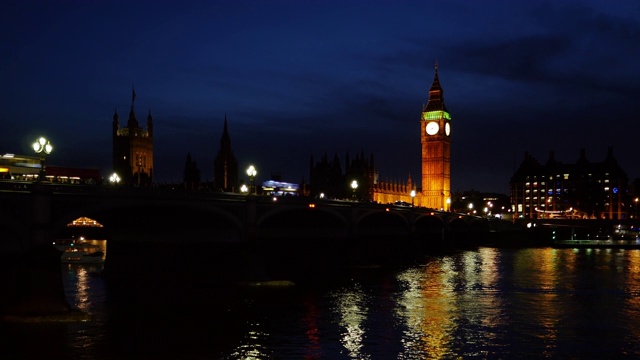 伦敦泰晤士河和大本钟之夜视频素材