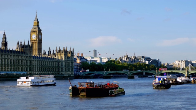 伦敦、泰晤士河和国会大厦视频素材