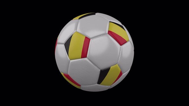 比利时国旗上的一个球在透明的背景上旋转，阿尔法通道循环视频素材