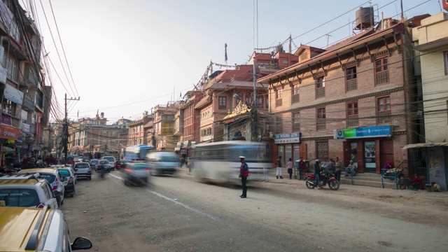 尼泊尔加德满都城市交通时间流逝视频素材