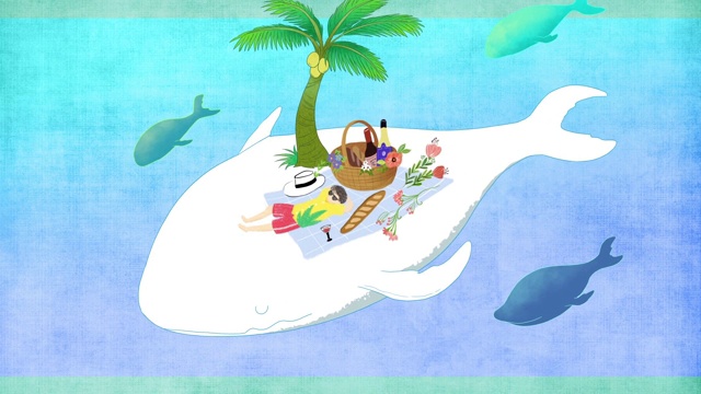 一个人和一群鲸鱼一起度暑假视频素材