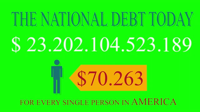 美国国债实时时钟计数器在绿色屏幕上视频素材