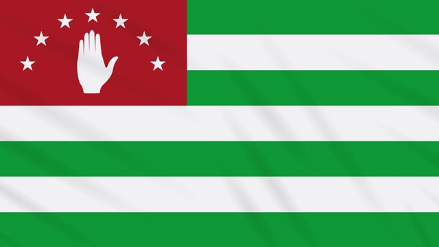 阿布哈兹旗帜飘扬的布料，理想的背景，环视频素材