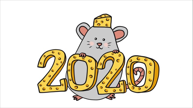 2020年鼠年奶酪彩色背景卡通视频下载