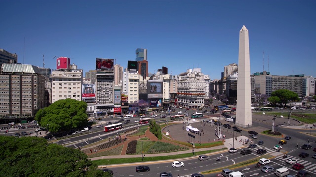 T/L WS HA Obelisco de Buenos Aires和城市交通/布宜诺斯艾利斯，阿根廷视频素材