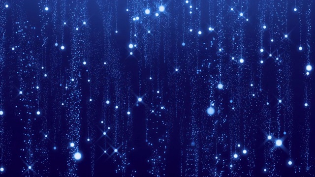 抽象的蓝色幻光轨迹粒子尘埃闪烁背景相机飞过闪闪发光的星星视频素材