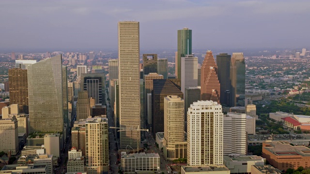 空中摩天大楼的休斯顿市中心，德克萨斯州视频素材