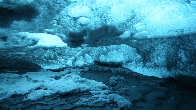 Vatnajokull冰川内的冰洞视频素材