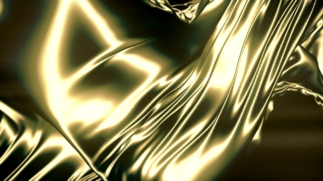 闪亮金属飞布装饰设计。抽象的黄金背景。视频设计元素。3 d渲染。4K，超高清分辨率视频下载