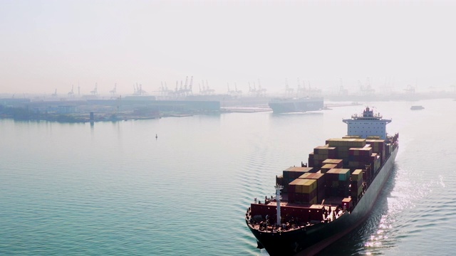 港口空运出口集装箱船视频素材