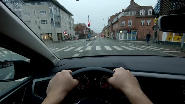 波恩哥本哈根POV人车日驾驶转向车仪表盘视频素材