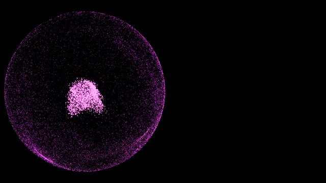 视频抽象设计的胎儿从小漩涡颗粒在黑色的背景。视频下载