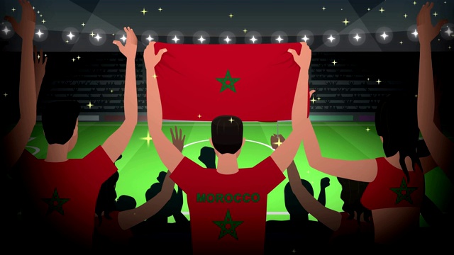 阿尔及利亚,爱好者,欢呼,卡通视频素材
