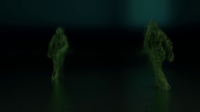 两个幻想角色跳舞的3D动画视频素材