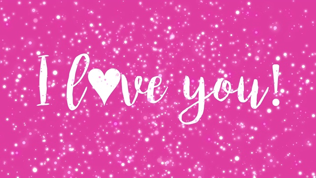 闪亮的粉红色动画我爱你的情人节卡片视频下载