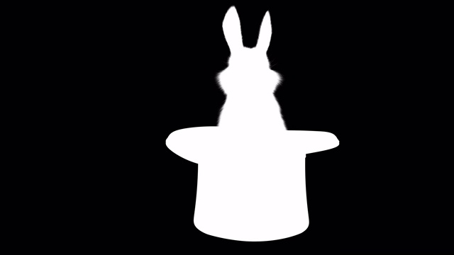 阿尔法通道小兔子从魔术师的帽子里出来视频素材