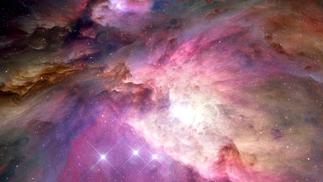 3D飞行猎户座星云。真实空间4K视频下载