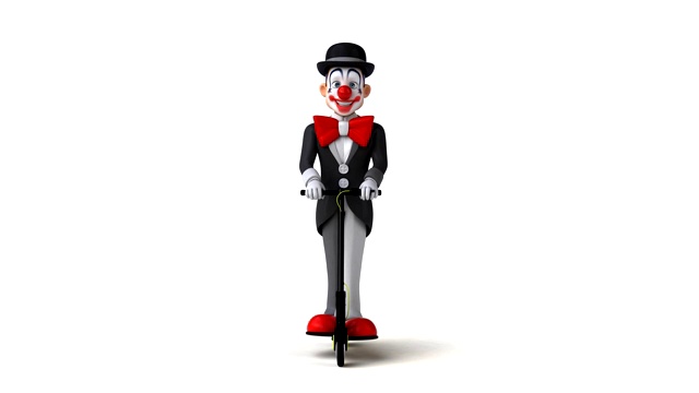 骑在踏板车上的小丑卡通人物视频下载