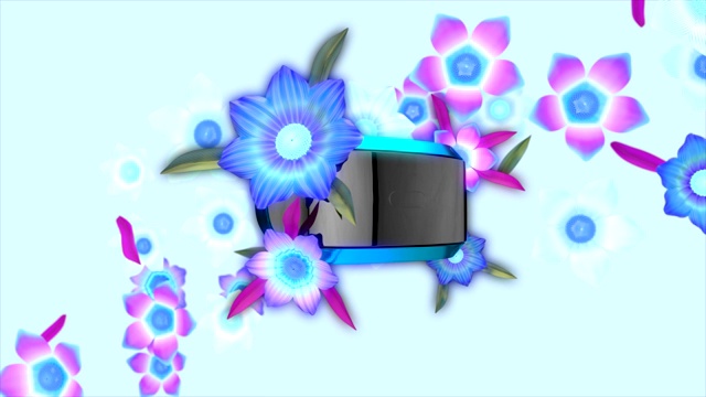 虚拟现实耳机与盛开的鲜花视频下载